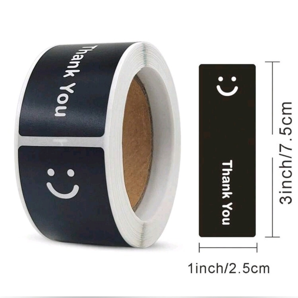 x120 "Thank you"‎ BLACK sticker shipping supplies